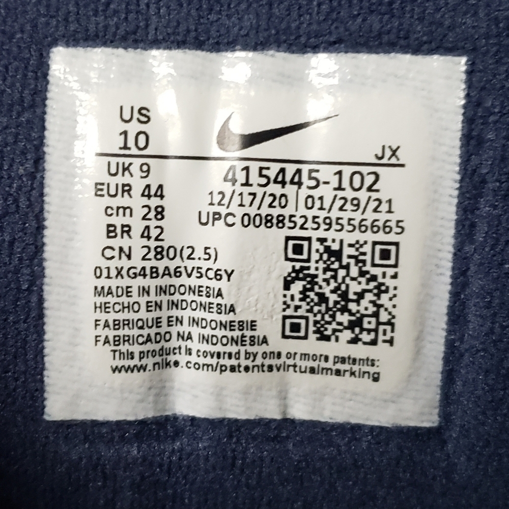 Nike Air Monarch (style 415445-102) in White/ Navy Blue Men's size 10 - Picture 15 of 15